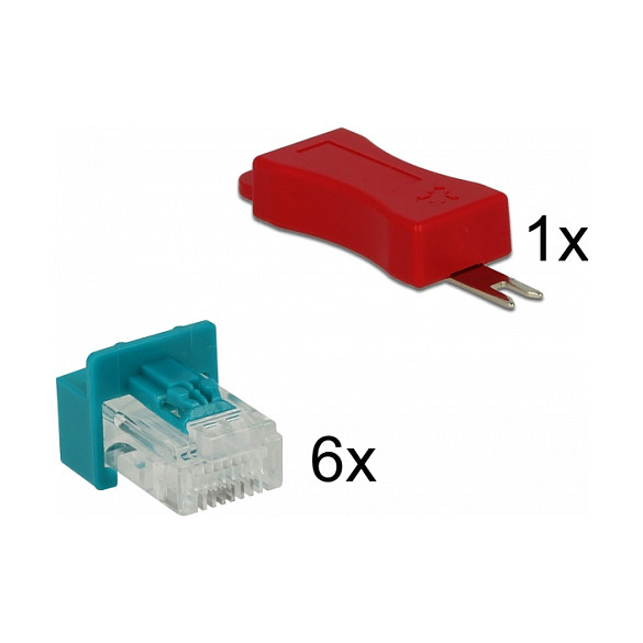 Sigurnosna brava za mrežni kabel DELOCK Secure Clip Set (6 komada, crvena)-2