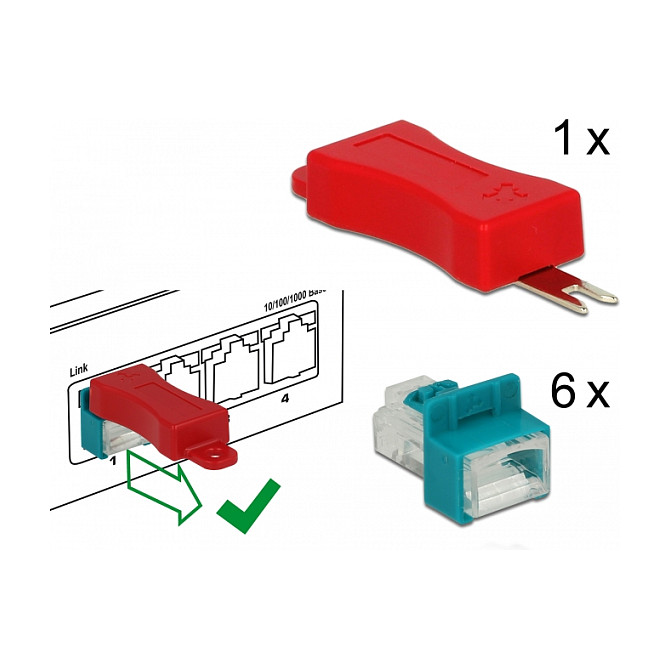 Sigurnosna brava za mrežni kabel DELOCK Secure Clip Set (6 komada, crvena)-3