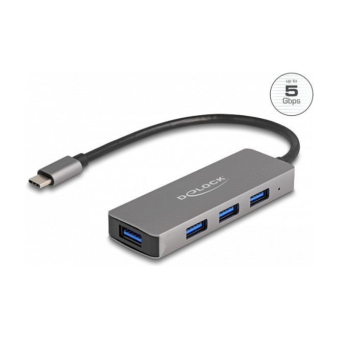 USB-C Hub DELOCK 63173 (4x USB-A 3.2 Gen 1, 5 Gbps, aluminijsko kućište)