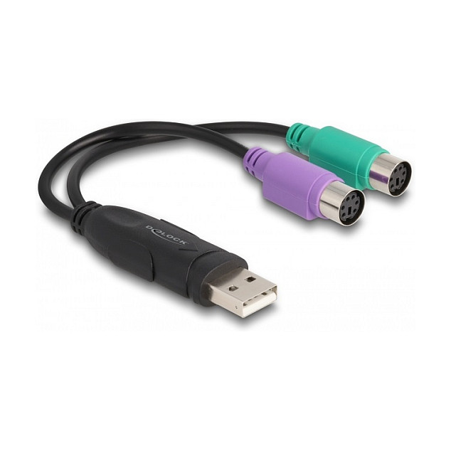 Adapter DELOCK USB-A 2.0 na PS/2 17cm za tipkovnicu/miš (61051)