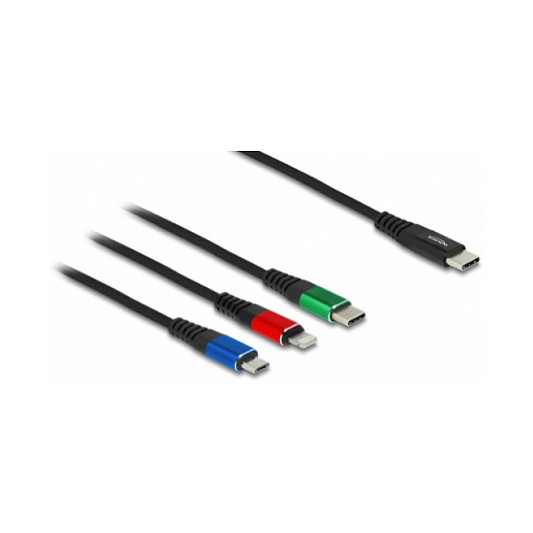 USB kabel DELOCK 3-u-1 (USB-C na Micro-USB / Lightning / USB-C, 1m, 2A)-0