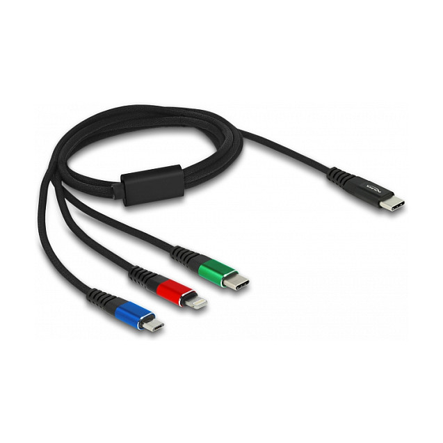 USB kabel DELOCK 3-u-1 (USB-C na Micro-USB / Lightning / USB-C, 1m, 2A)-1