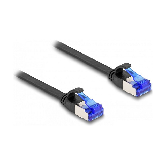 Mrežni kabel DELOCK Cat.6a U/FTP Flat 1m (RJ45, plosnati, crni)