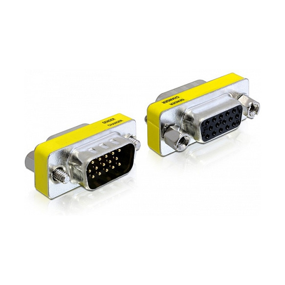 VGA Adapter DELOCK 65250 (VGA muški na VGA ženski, Port Saver)