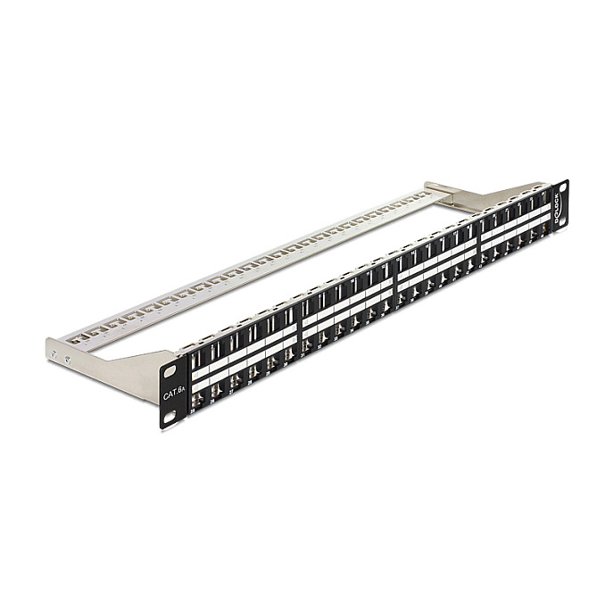 Patch panel DELOCK 19" Keystone 48 Port 1U (za Keystone module, s poljem za označavanje)
