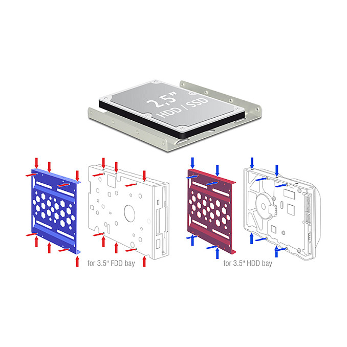 DELOCK Adapter za ugradnju 2.5" diska u 3.5" ležište (18206, aluminijski, crni)-1