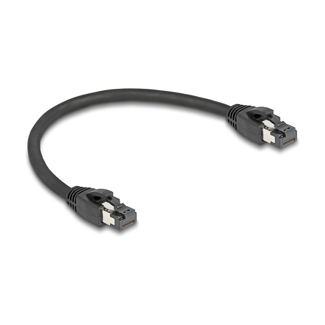 Mrežni kabel DELOCK Cat.8.1 S/FTP 0.25m (40 Gbps, 2000 MHz) crni
