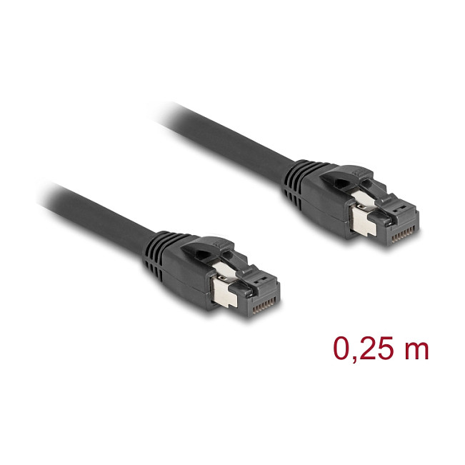 Mrežni kabel DELOCK Cat.8.1 S/FTP 0.25m (40 Gbps, 2000 MHz) crni-1