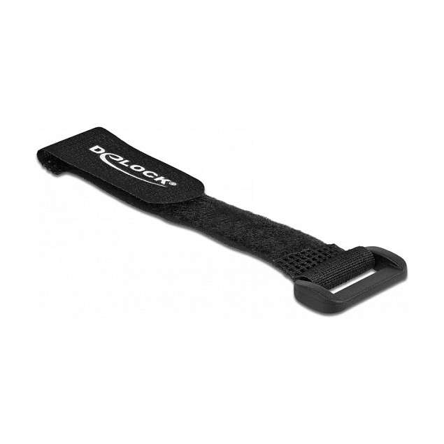 Vezice za kabele DELOCK čičak s omčom 190 x 25 mm, crne, 5 komada