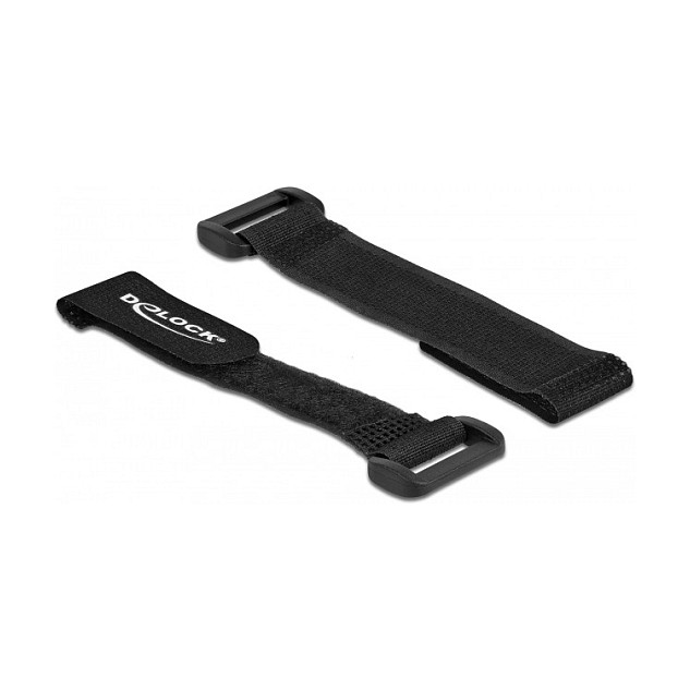 Vezice za kabele DELOCK čičak s omčom 190 x 25 mm, crne, 5 komada-1