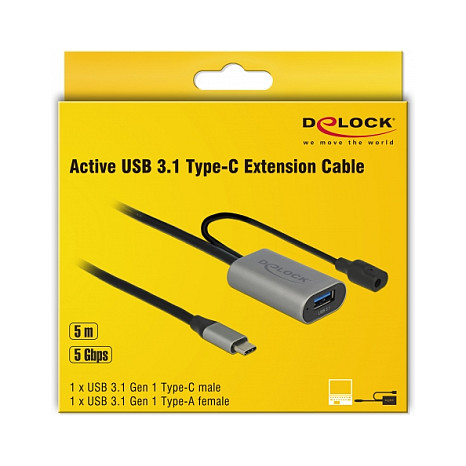 Aktivni USB produžni kabel DELOCK USB-C na USB-A (5 Gbps, 5 m)-2