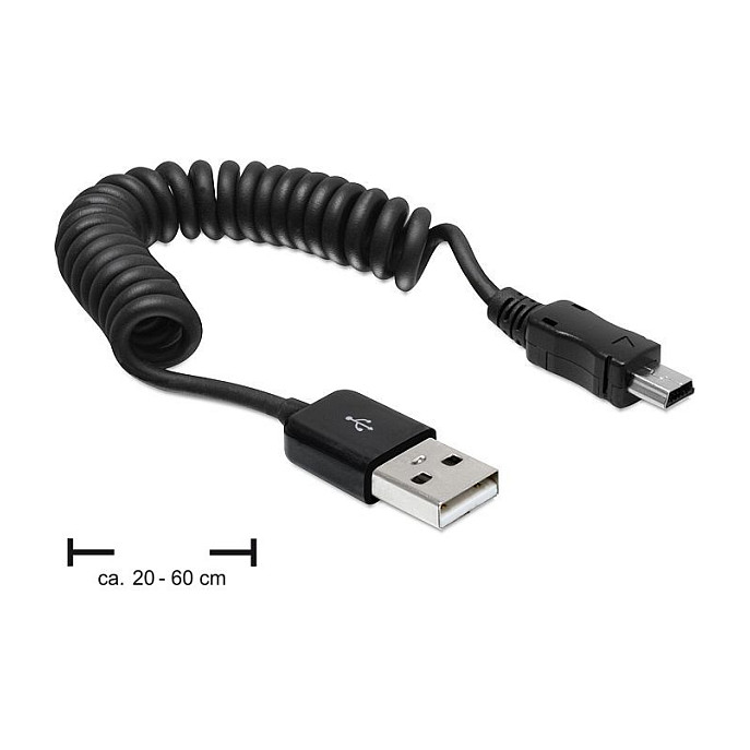 USB kabel DELOCK USB-A 2.0 na Mini-B (spiralni, 20-60 cm)
