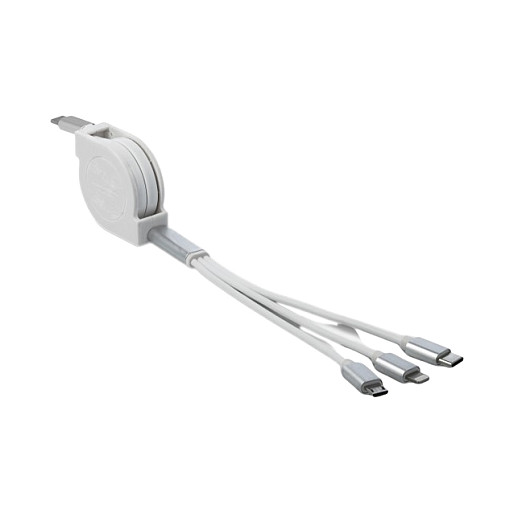 Kabel za punjenje DELOCK 3-u-1 na izvlačenje (USB-C na Lightning / Micro USB / USB-C, 1 m, bijeli)-0