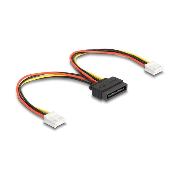 SATA kabel za napajanje DELOCK 66611 (15-pin muški na 2x 4-pin Floppy ženski, 15 cm)-0