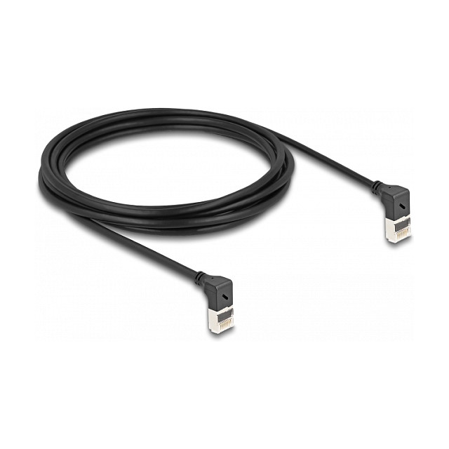 Mrežni kabel DELOCK RJ45 Cat.6A S/FTP Slim (3m, 90° kutni konektori gore/gore, crni)-0