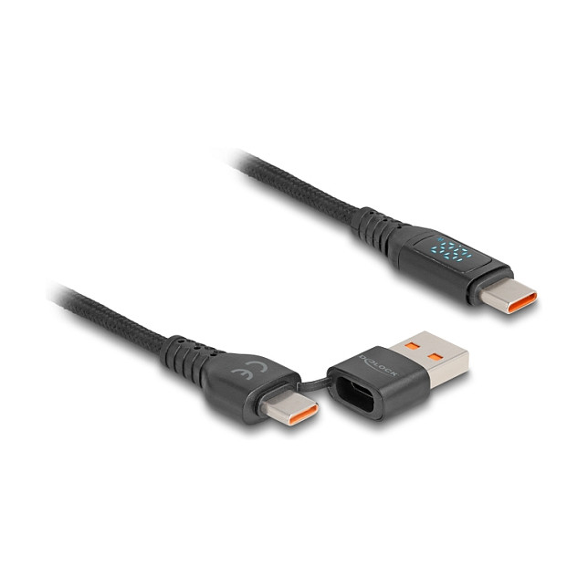 USB kabel DELOCK 88137 (USB-C na USB-C/A, PD 3.1 140W, LED zaslon, 1.2m)-0