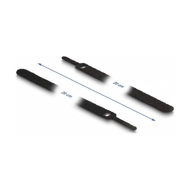 Vezice za kabele DELOCK čičak traka 200 x 12 mm (10 komada, crne)-1