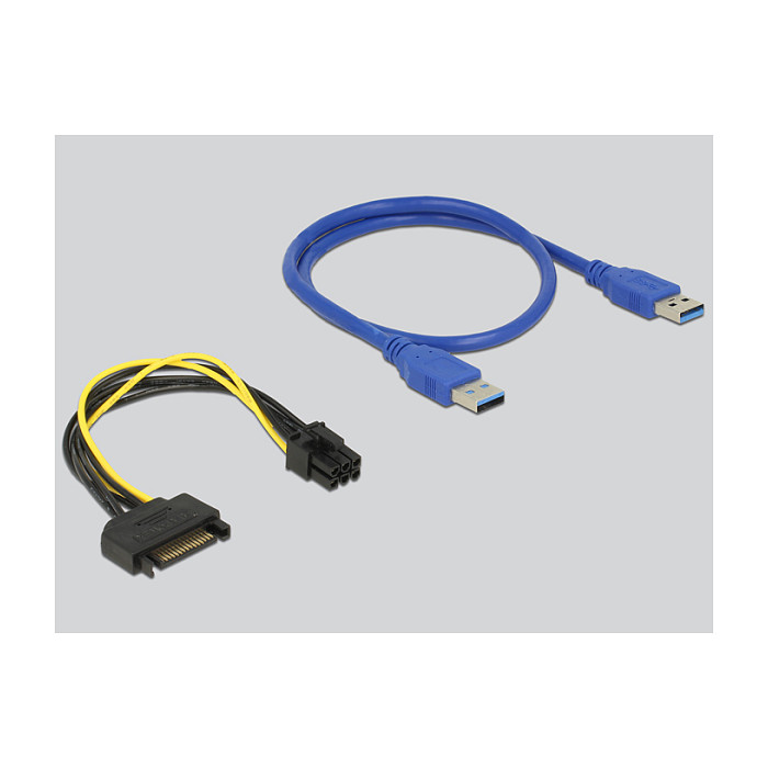 Riser kartica DELOCK PCI Express x1 > x16 (60 cm USB 3.0 kabel, SATA napajanje)-1