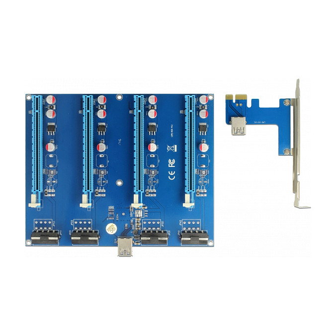 PCIe Riser kartica DELOCK (PCIe x1 na 4x PCIe x16, 60 cm USB kabel, SATA napajanje)