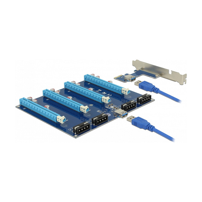 PCIe Riser kartica DELOCK (PCIe x1 na 4x PCIe x16, 60 cm USB kabel, SATA napajanje)-1