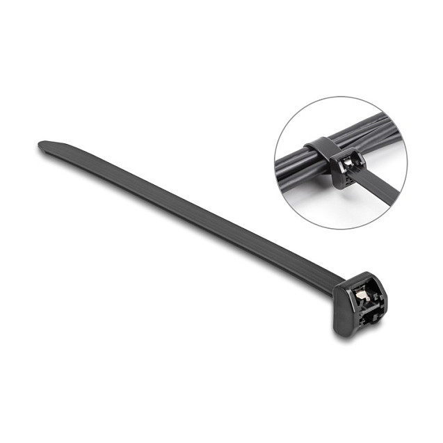 Vezice za kabele DELOCK s metalnim jezičcem (343 x 12.7 mm, 10 kom, crne)-0