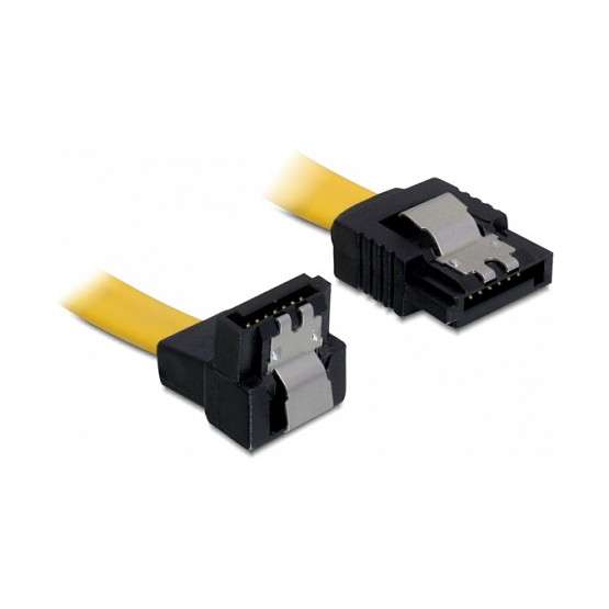 SATA kabel DELOCK 6 Gb/s (70 cm, ravni na kutni konektor, žuti)-0