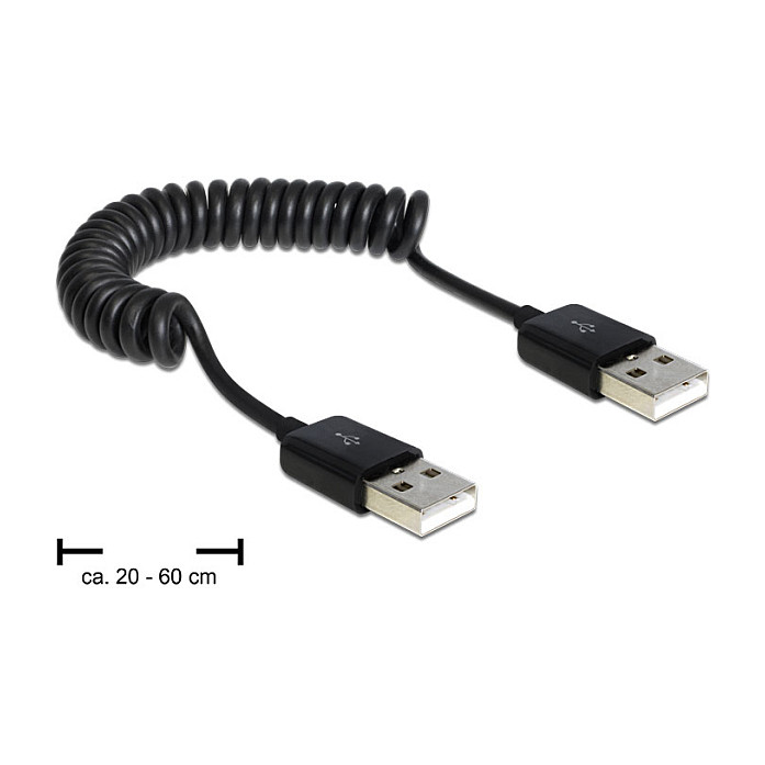 USB kabel DELOCK 83239 (USB 2.0 A-muški na A-muški, spiralni, 20-60 cm)-0