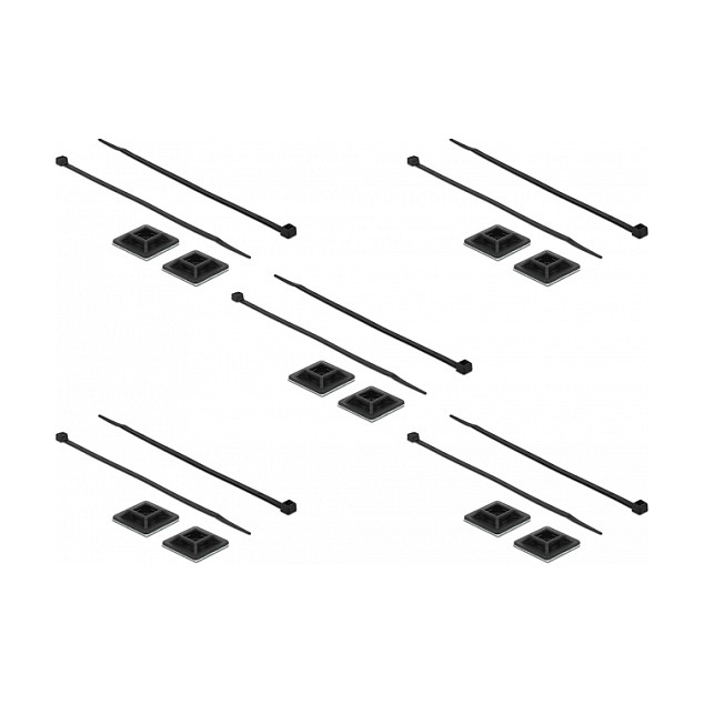 DELOCK Samoljepljivo postolje za vezice 25x25mm s vezicom 300x4.8mm crno (10 kom)-0
