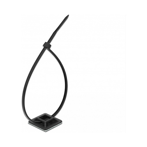 DELOCK Samoljepljivo postolje za vezice 25x25mm s vezicom 300x4.8mm crno (10 kom)-1