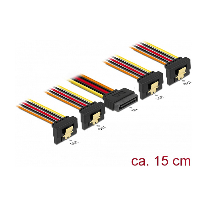 SATA kabel za napajanje DELOCK 60166 (1x 15-pin muški > 4x 15-pin ženski, 15 cm)-1
