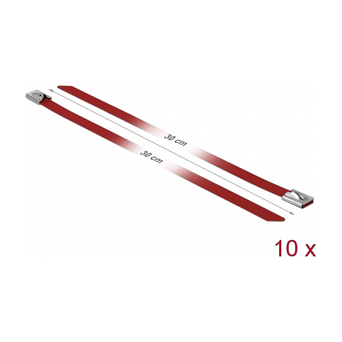 DELOCK Vezice za kabele od nehrđajućeg čelika 300 x 7.9 mm crvene (10 kom, 80 kg)-1