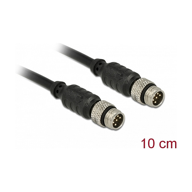 Kabel DELOCK M8 produžni 12688 (6-pinski muški na muški, IP67, 10 cm)