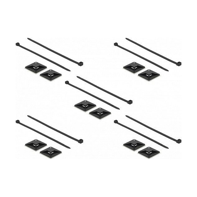 Delock samoljepljivi nosač za vezice 40x40mm s vezicom 250x7.2mm crni (18675)