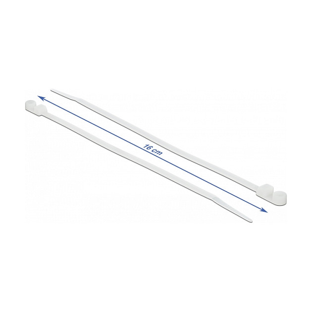 Vezice za kabele DELOCK s ušicom za montažu (160 x 4.8 mm, bijele, 10 kom)-1