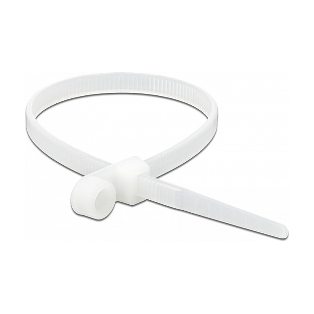 Vezice za kabele DELOCK s ušicom za montažu (160 x 4.8 mm, bijele, 10 kom)-2
