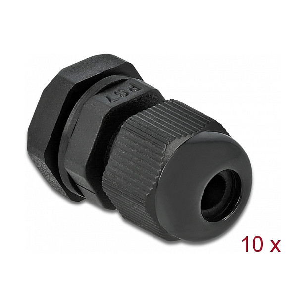 Uvodnica za kabel DELOCK PG7 (IP68, 3.0-6.5 mm, 10 komada) crna