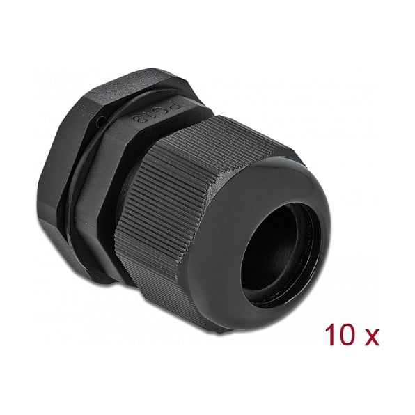 Uvodnica za kabel DELOCK PG19 (10 komada, crna, IP68)