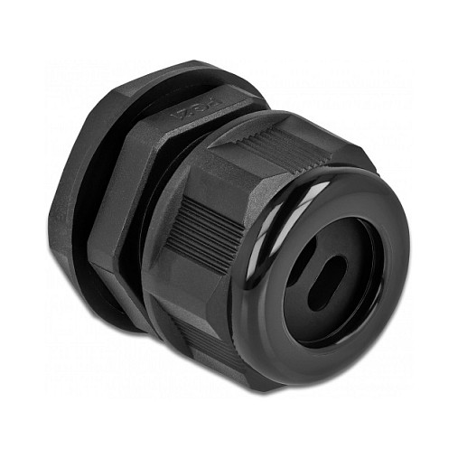 Uvodnica za kabel DELOCK PG21 za plosnati kabel (dvostruki ulaz, IP68, 2 kom) crna