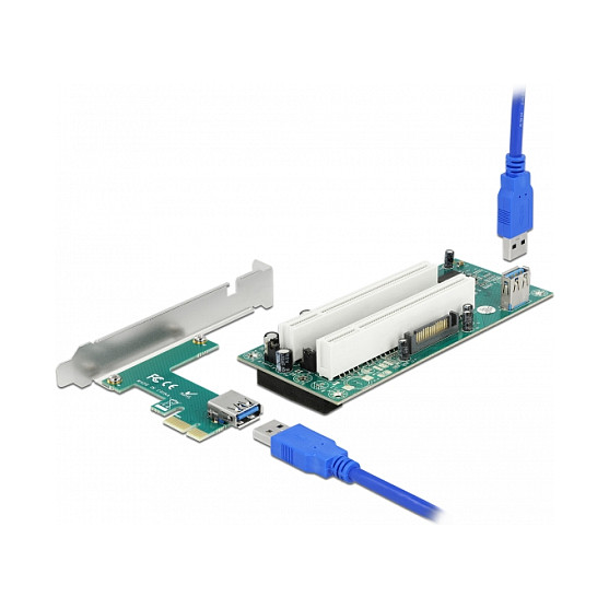 PCIe Riser kartica DELOCK 90066 (PCIe x1 na 2x PCI 32-bit, 60 cm kabel)-0
