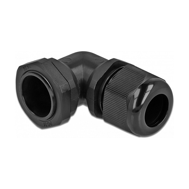 Uvodnica za kabel DELOCK 60335 (90° kutna, PG21 navoj, IP68, za kabel 13-18 mm, crna)