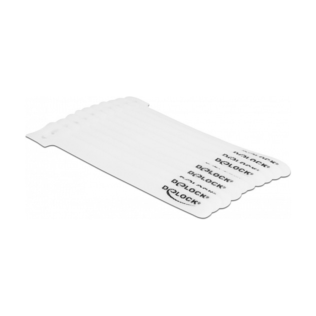 Vezice za kabele DELOCK čičak trake 150 x 12 mm (10 komada, bijele)-2