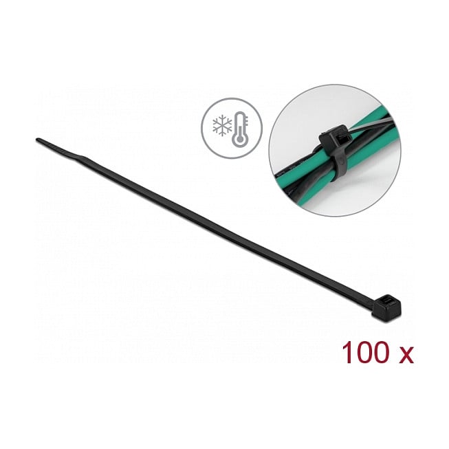Vezice za kablove DELOCK 200 x 4.8 mm (otporne na hladnoću, crne, 100 kom)