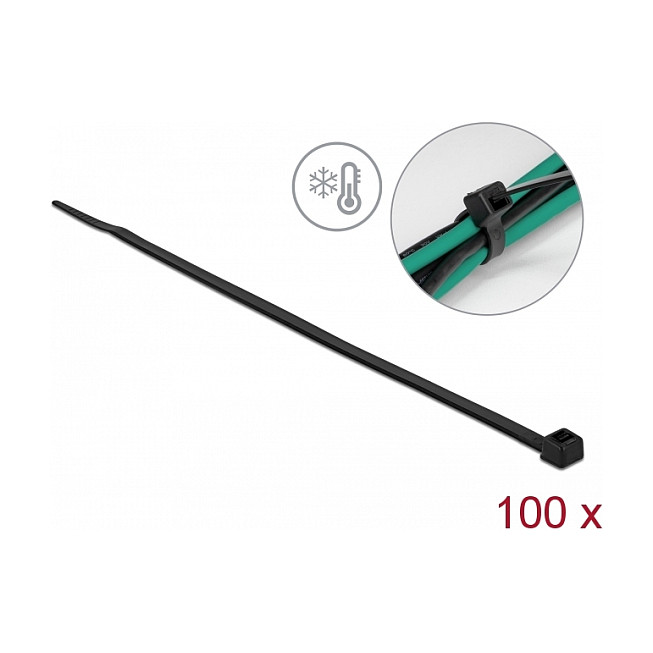 Vezice za kablove DELOCK 200 x 4.8 mm (otporne na hladnoću, crne, 100 kom)-0