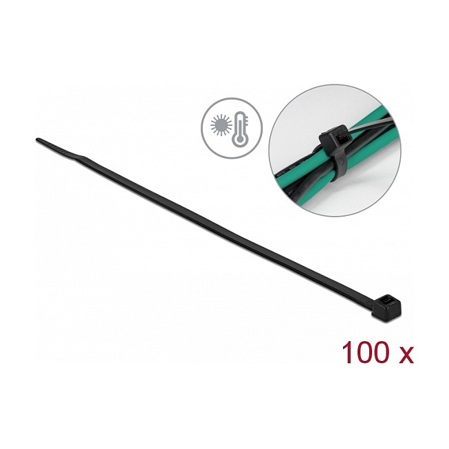 Set vezica za kabele DELOCK 19555 (200 x 4.8 mm, otporne na toplinu, 100 kom, crne)