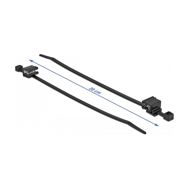 Vezice za kabele DELOCK s kopčom za montažu (200 x 4.8 mm, 50 kom, crne)-1
