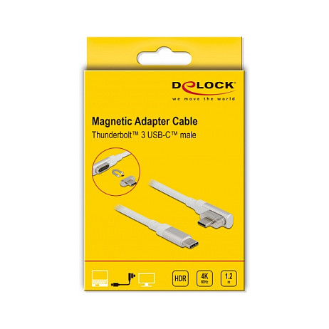 Magnetski Thunderbolt 3 USB-C kabel DELOCK 86703 (1.2m, 40 Gbps, 100W PD, 4K 60Hz, kutni konektor)-2