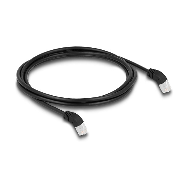 Mrežni kabel DELOCK RJ45 Cat.6A S/FTP (2m, 45° kutni konektor gore, LSZH)