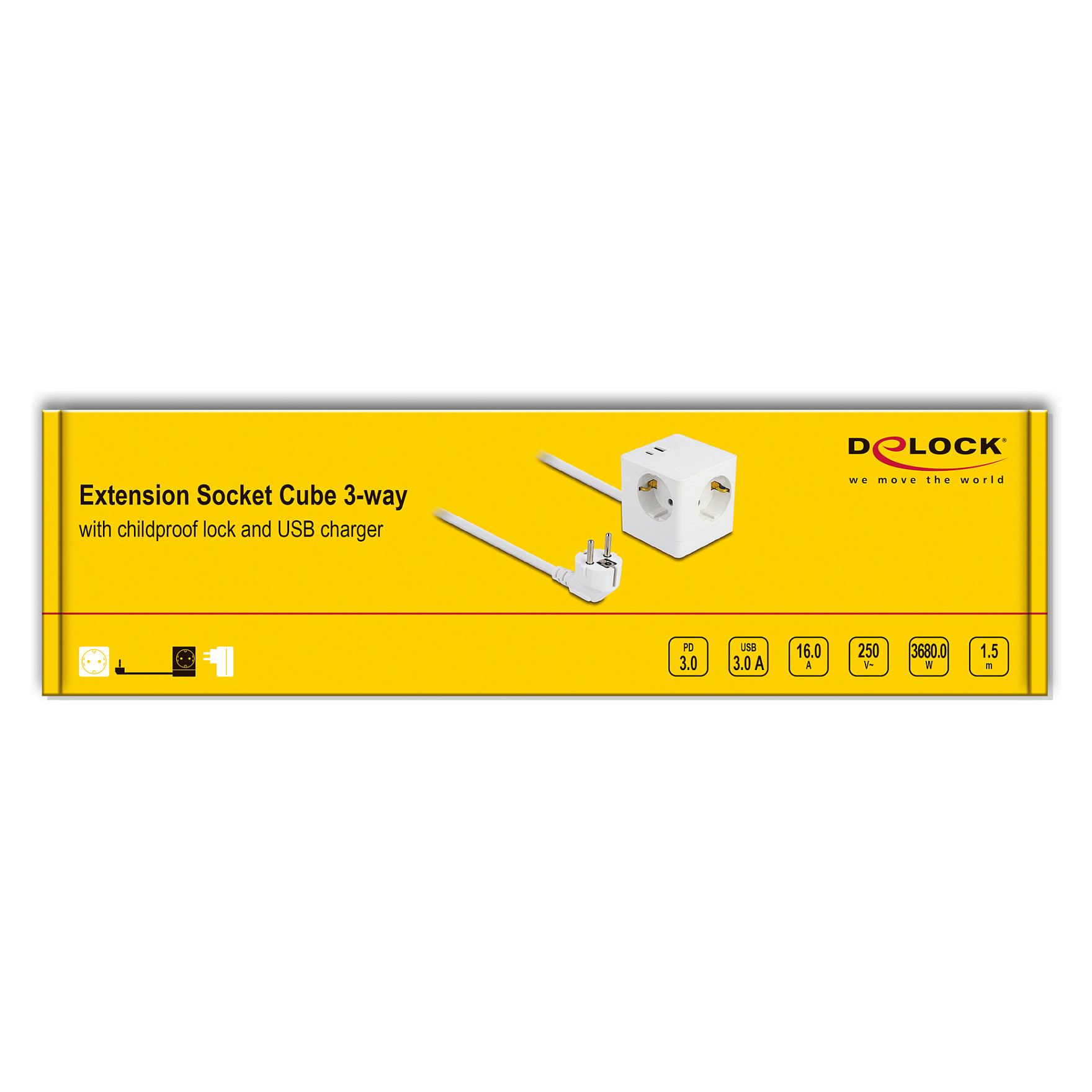 Produžni kabel DELOCK 11502 Kocka (3x šuko, 1x USB-C PD 20W, 1x USB-A QC 3.0, 1.5m)-38