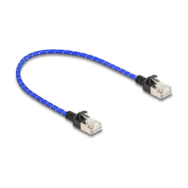 Mrežni kabel DELOCK Cat.6A U/FTP Slim (0.3m, pleteni, plavi)
