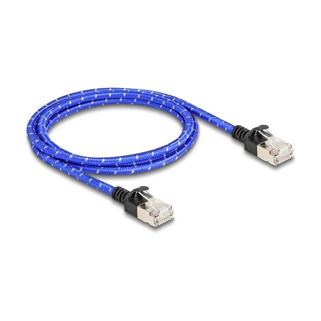 Mrežni kabel DELOCK Cat.6A U/FTP Slim (1 m, pleteni, plavi)